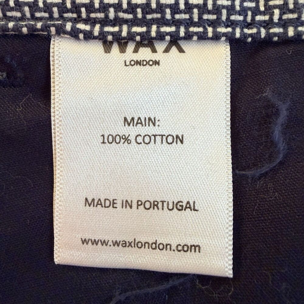 Wax London Men’s Textured Cotton Shorts Blue White Patterned Made Portugal Sz 38 - Picture 11 of 12